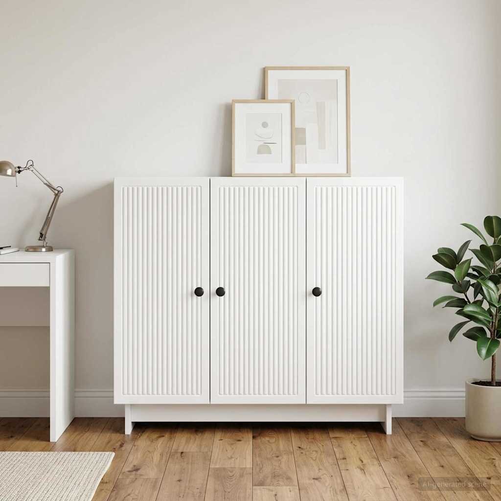 vidaXL Служебен шкаф Бял гланц 89 x 345 x 80 см Инженерна дървесина