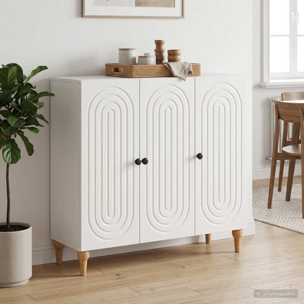 vidaXL Служебен шкаф Бял гланц 89 x 345 x 80 см Инженерна дървесина