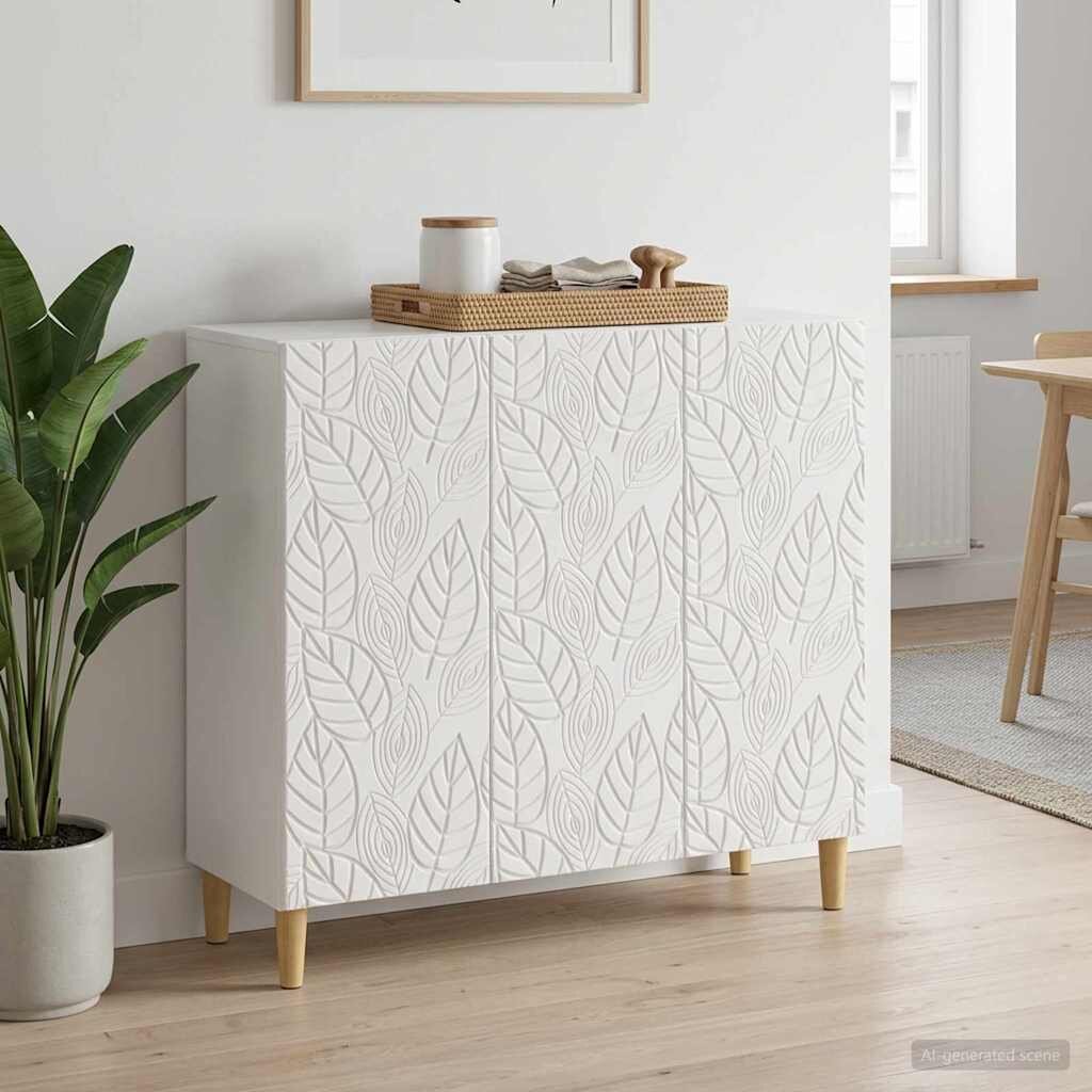 vidaXL Служебен шкаф Бял гланц 89 x 345 x 80 см Инженерна дървесина