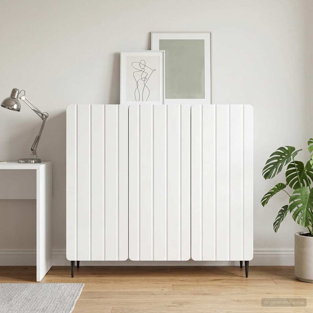 vidaXL Служебен шкаф Бял гланц 89 x 345 x 82 см Инженерна дървесина