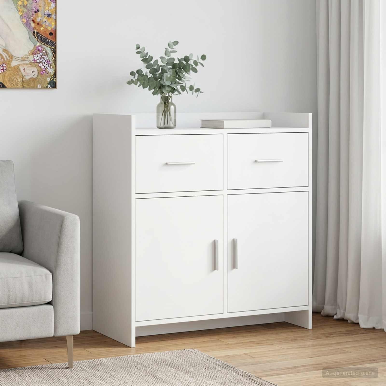 vidaXL Служебен шкаф Бяло 75 x 36 x 80 см Инженерна дървесина
