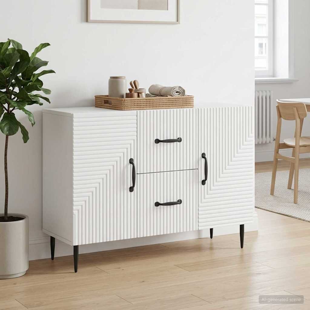 vidaXL Служебен шкаф Бяло 89 x 345 x 60 см Инженерна дървесина