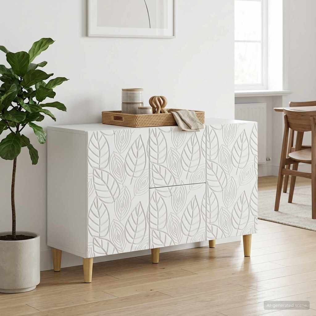 vidaXL Служебен шкаф Бяло 89 x 345 x 60 см Инженерна дървесина