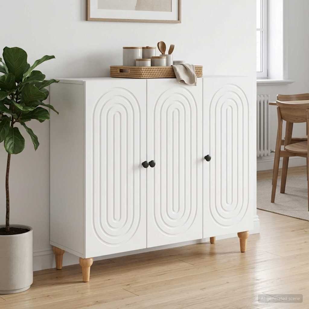 vidaXL Служебен шкаф Бяло 89 x 345 x 80 см Инженерна дървесина