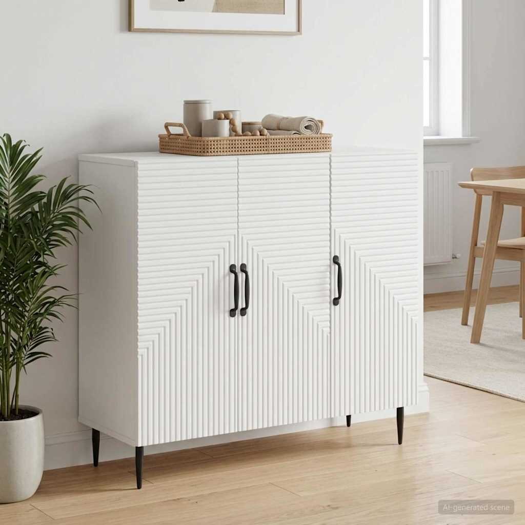 vidaXL Служебен шкаф Бяло 89 x 345 x 80 см Инженерна дървесина