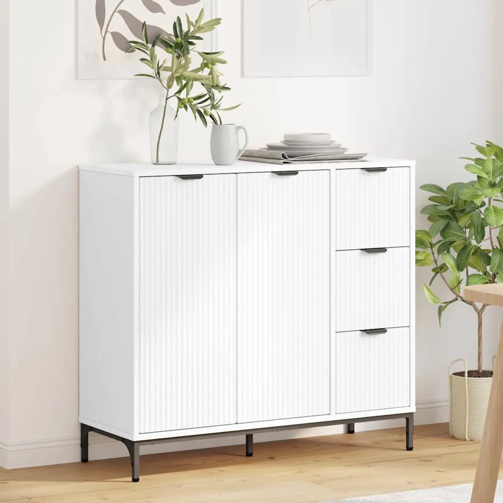 vidaXL Служебен шкаф Бяло 895 x 33 x 82 см Инженерна дървесина