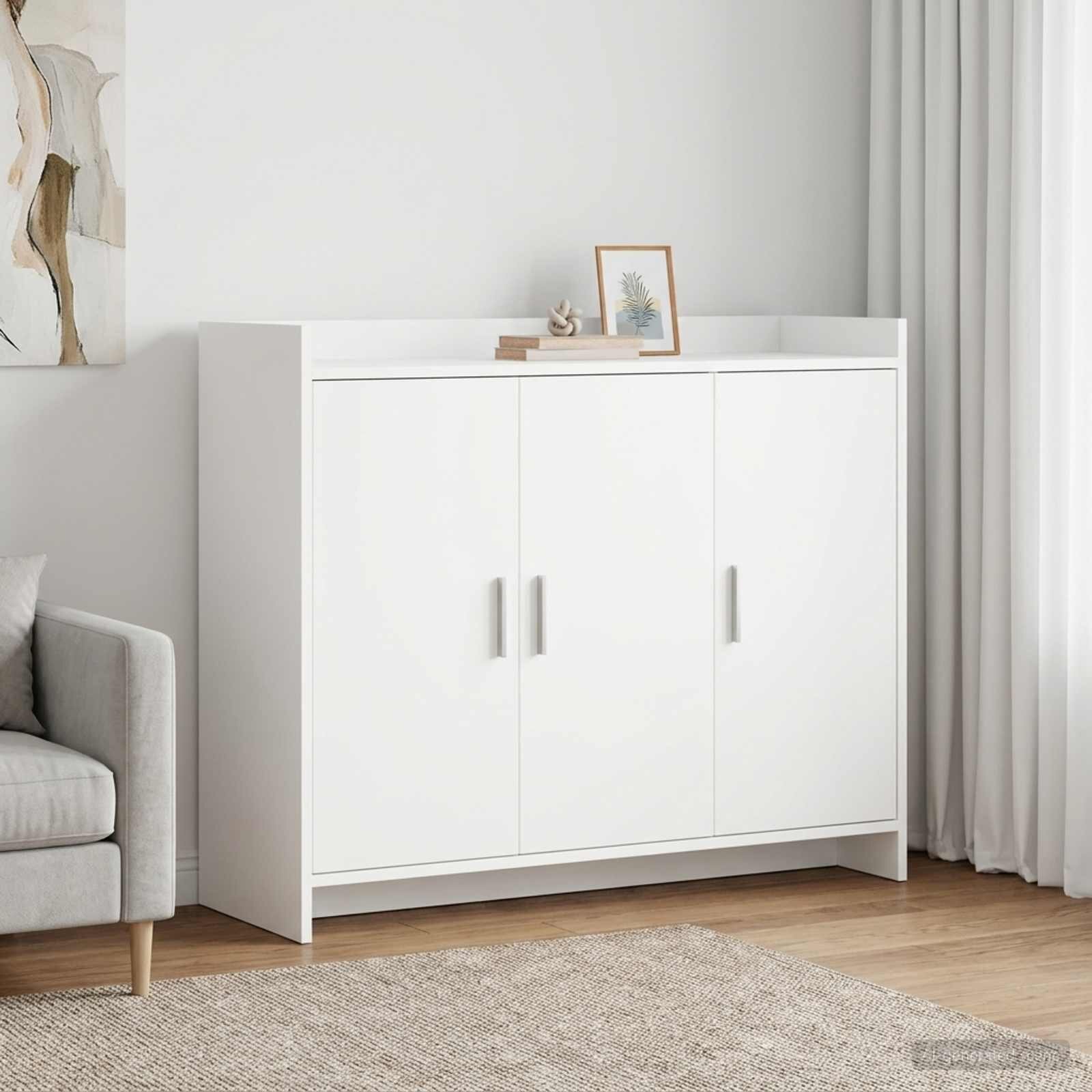 vidaXL Служебен шкаф Бяло 985 x 33 x 80 см Инженерна дървесина