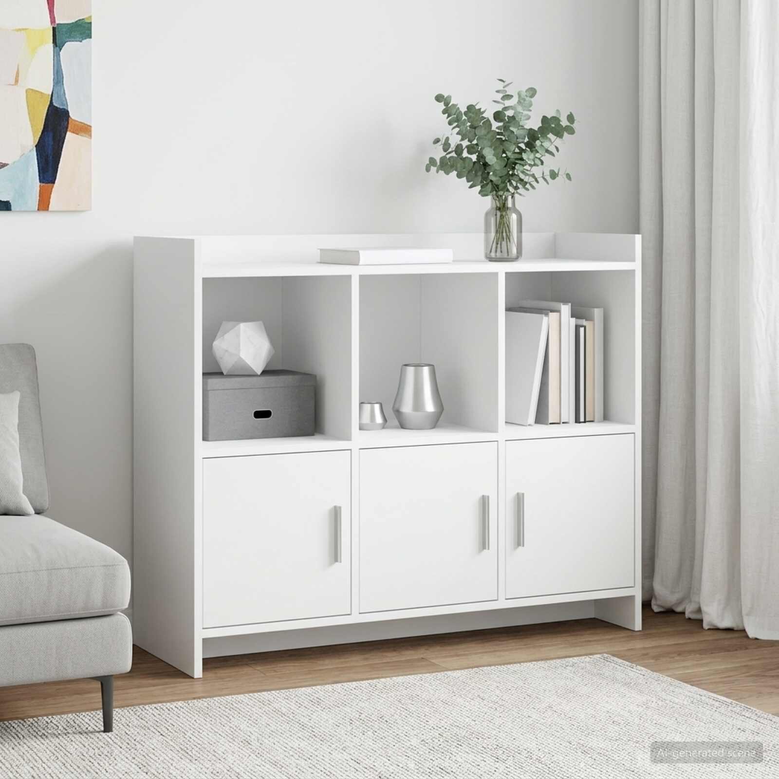 vidaXL Служебен шкаф Бяло 985 x 33 x 80 см Инженерна дървесина