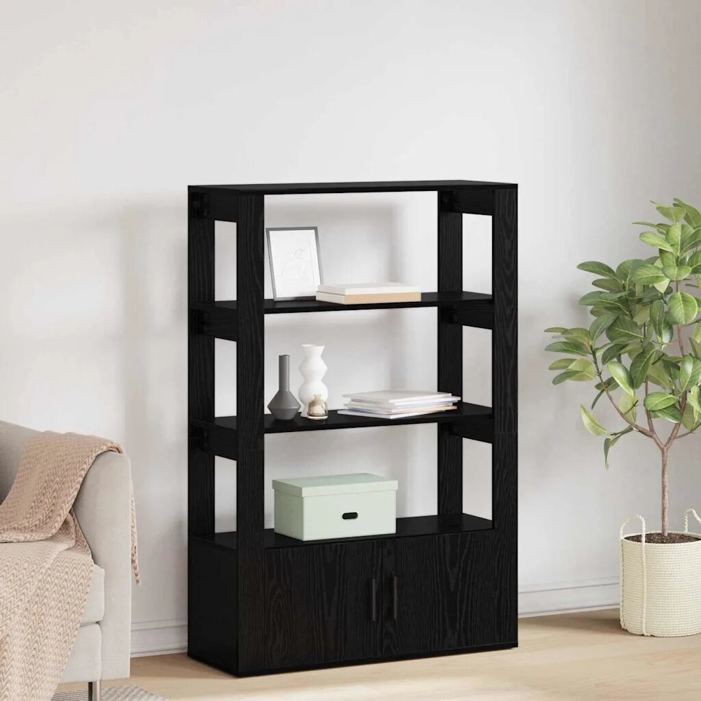 vidaXL Служебен шкаф Черен дъб 30 x 80 x 119.5 см Инженерна дървесина