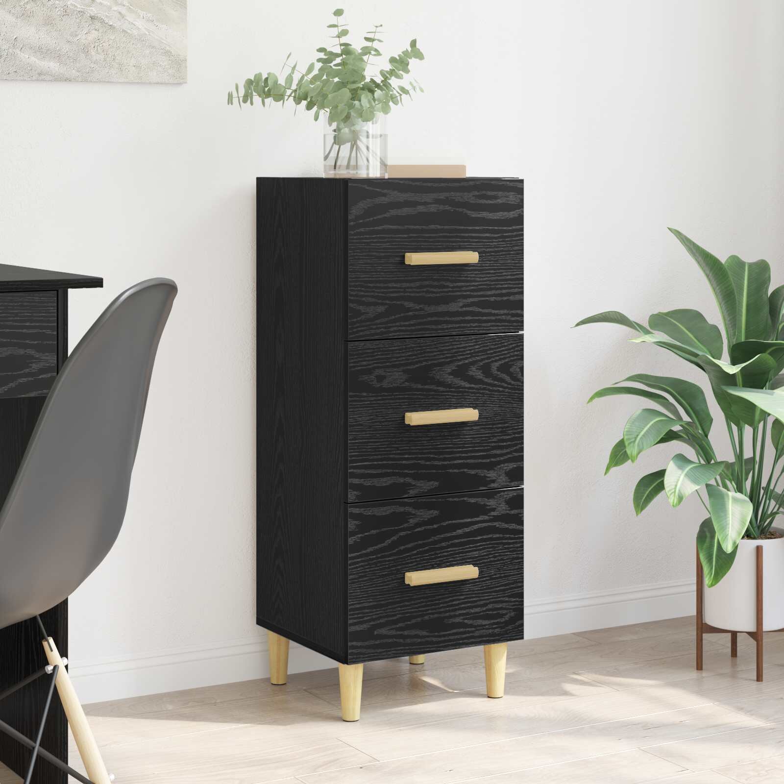 vidaXL Служебен шкаф Черен дъб 34.5 x 34 x 90 см Инженерна дървесина