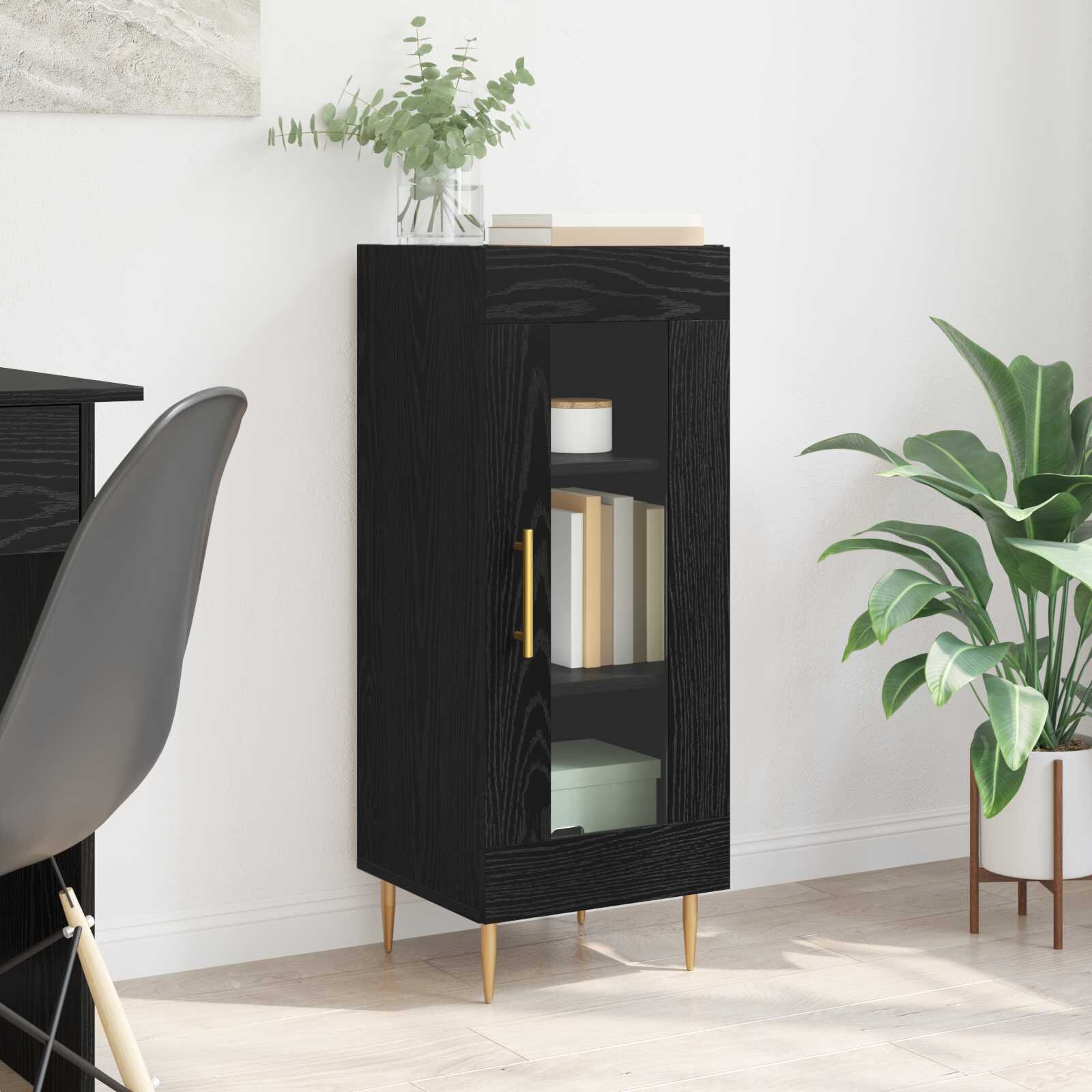 vidaXL Служебен шкаф Черен дъб 34 x 34.5 x 90 см Инженерна дървесина