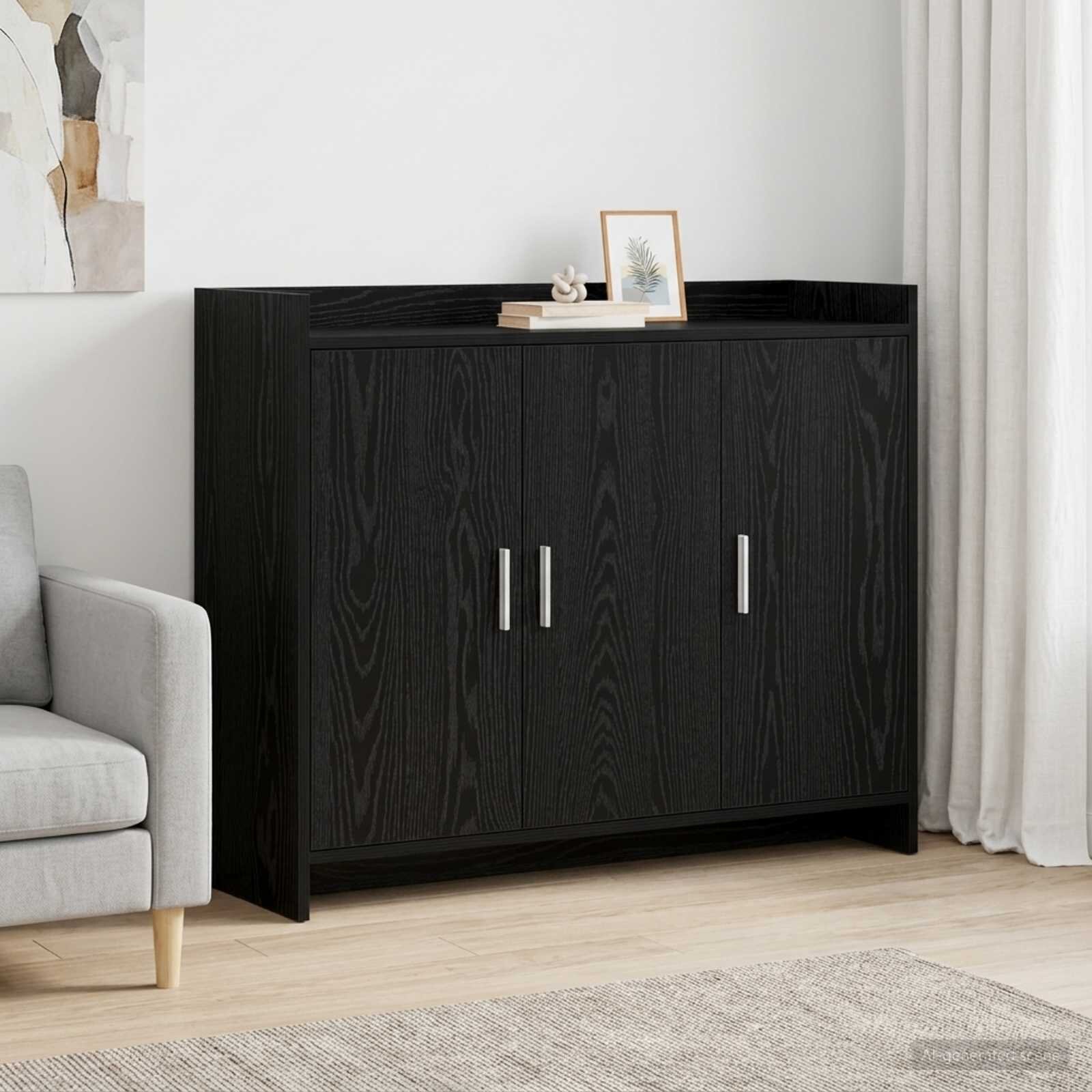 vidaXL Служебен шкаф Черен дъб 985 x 33 x 80 см Инженерна дървесина