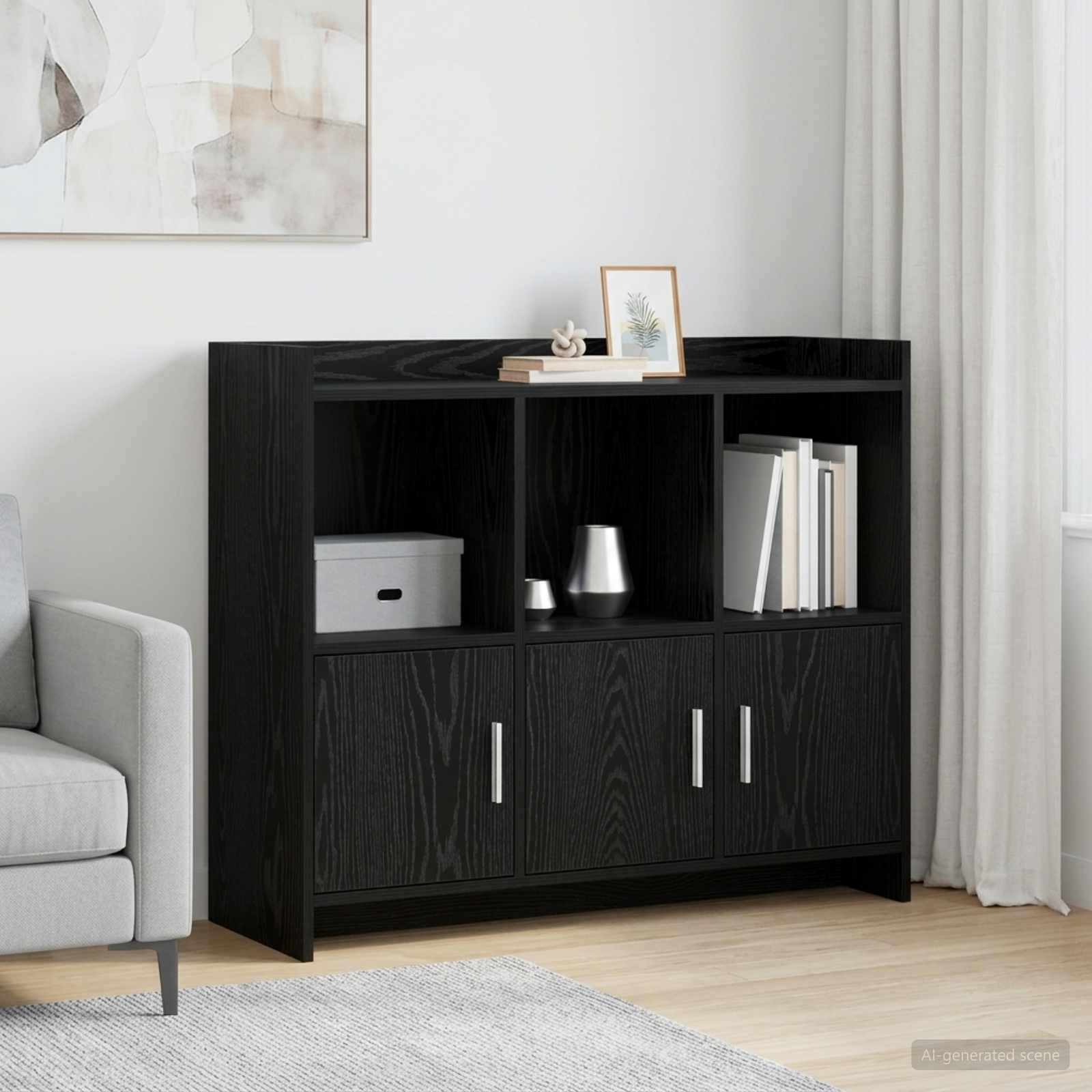 vidaXL Служебен шкаф Черен дъб 985 x 33 x 80 см Инженерна дървесина
