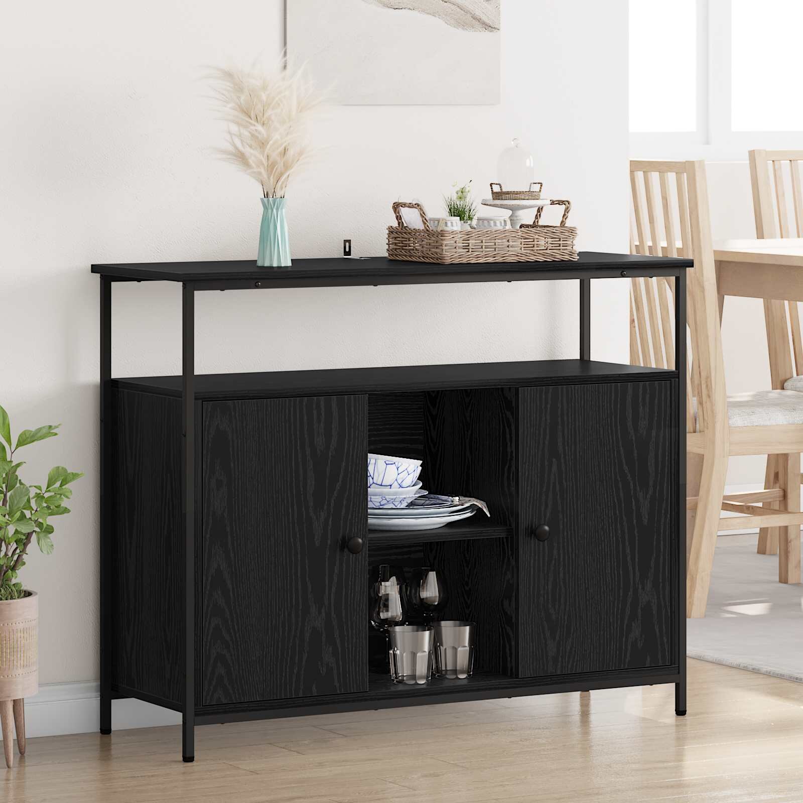 vidaXL Служебен шкаф Черния дъб 100 x 35 x 80 см Инженерна дървесина