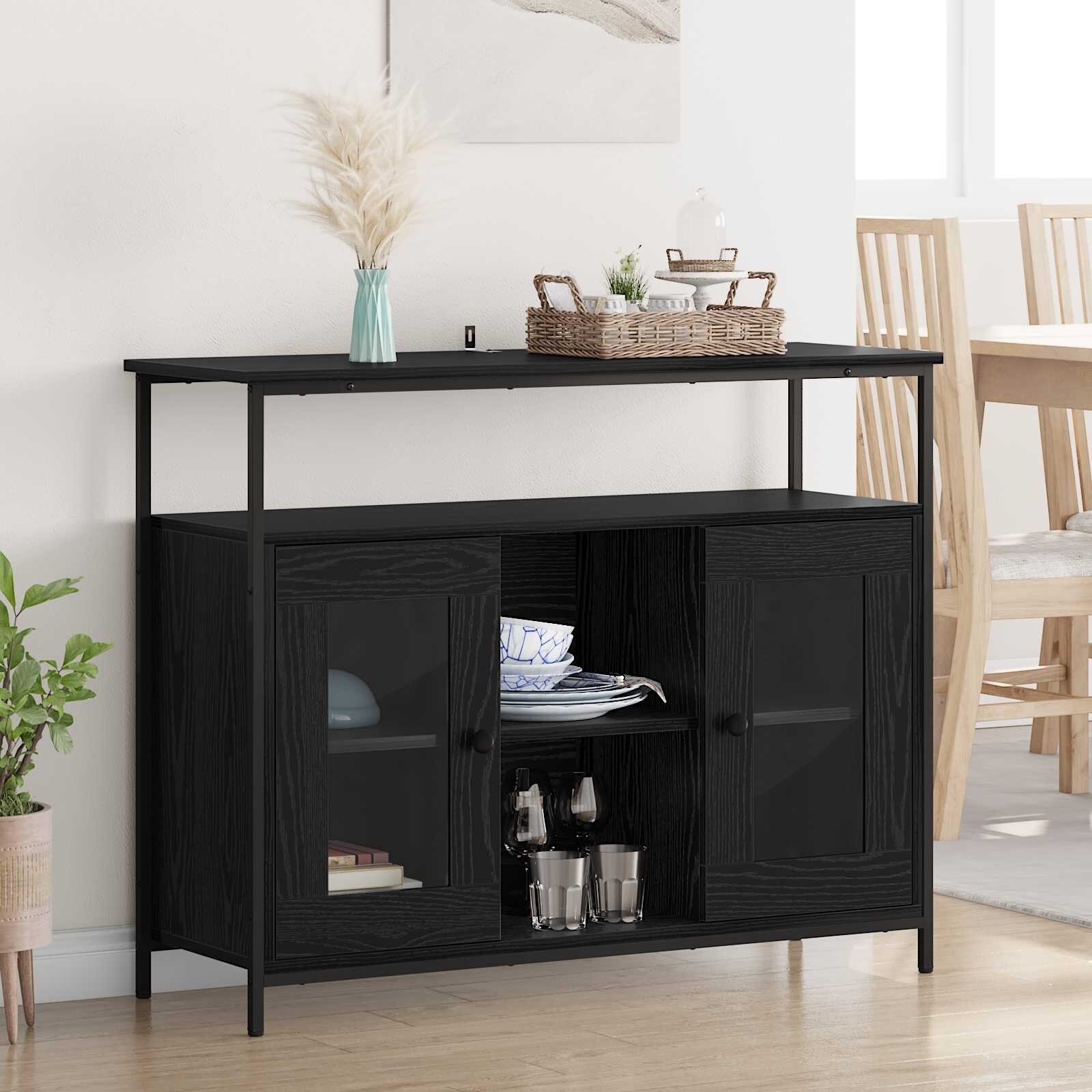 vidaXL Служебен шкаф Черния дъб 100 x 35 x 80 см Инженерна дървесина
