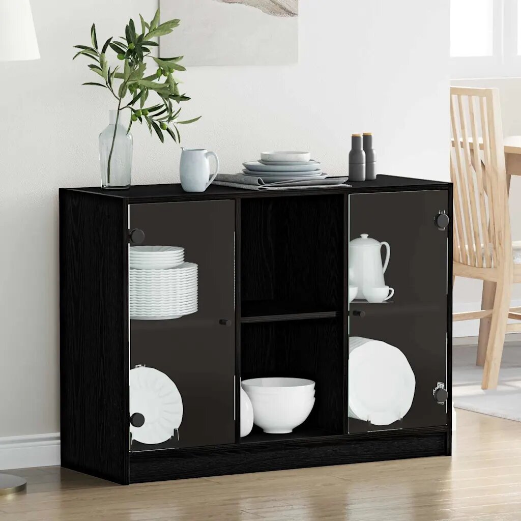 vidaXL Служебен шкаф Черния дъб 100 x 37 x 75.5 см
