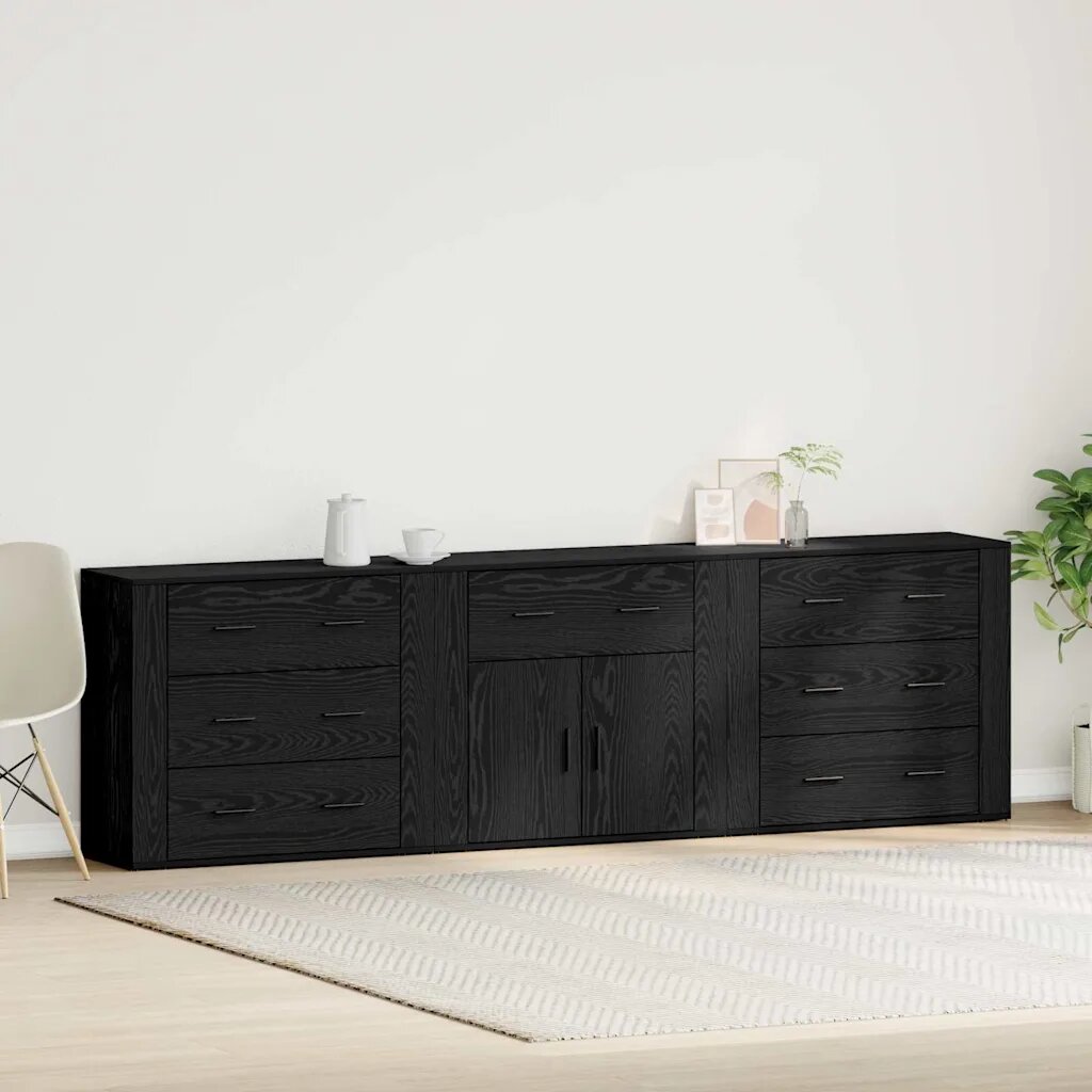 vidaXL Служебен шкаф Черния дъб 240 x 33 x 70 см Инженерна дървесина