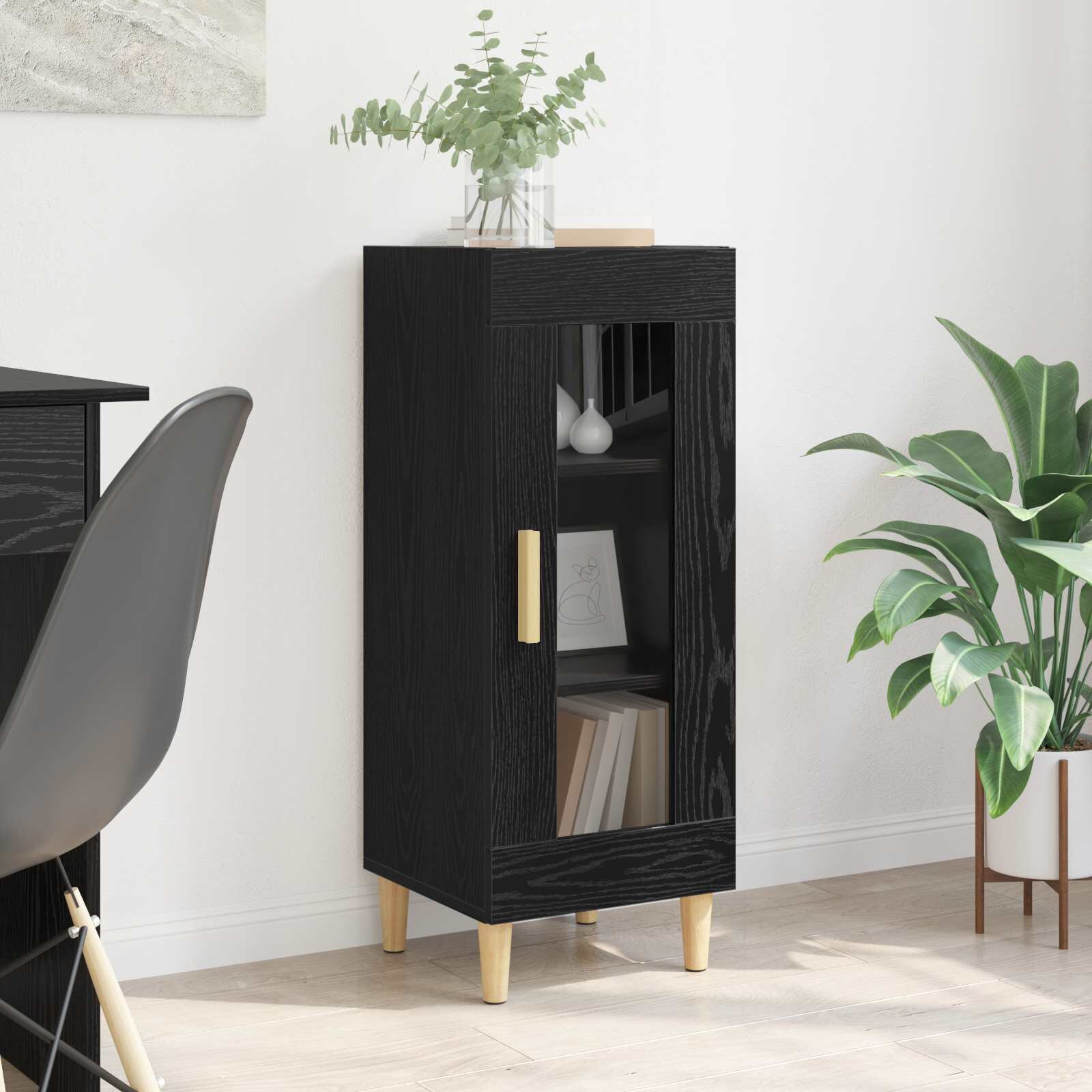 vidaXL Служебен шкаф Черния дъб 34.5 x 32.5 x 90 см