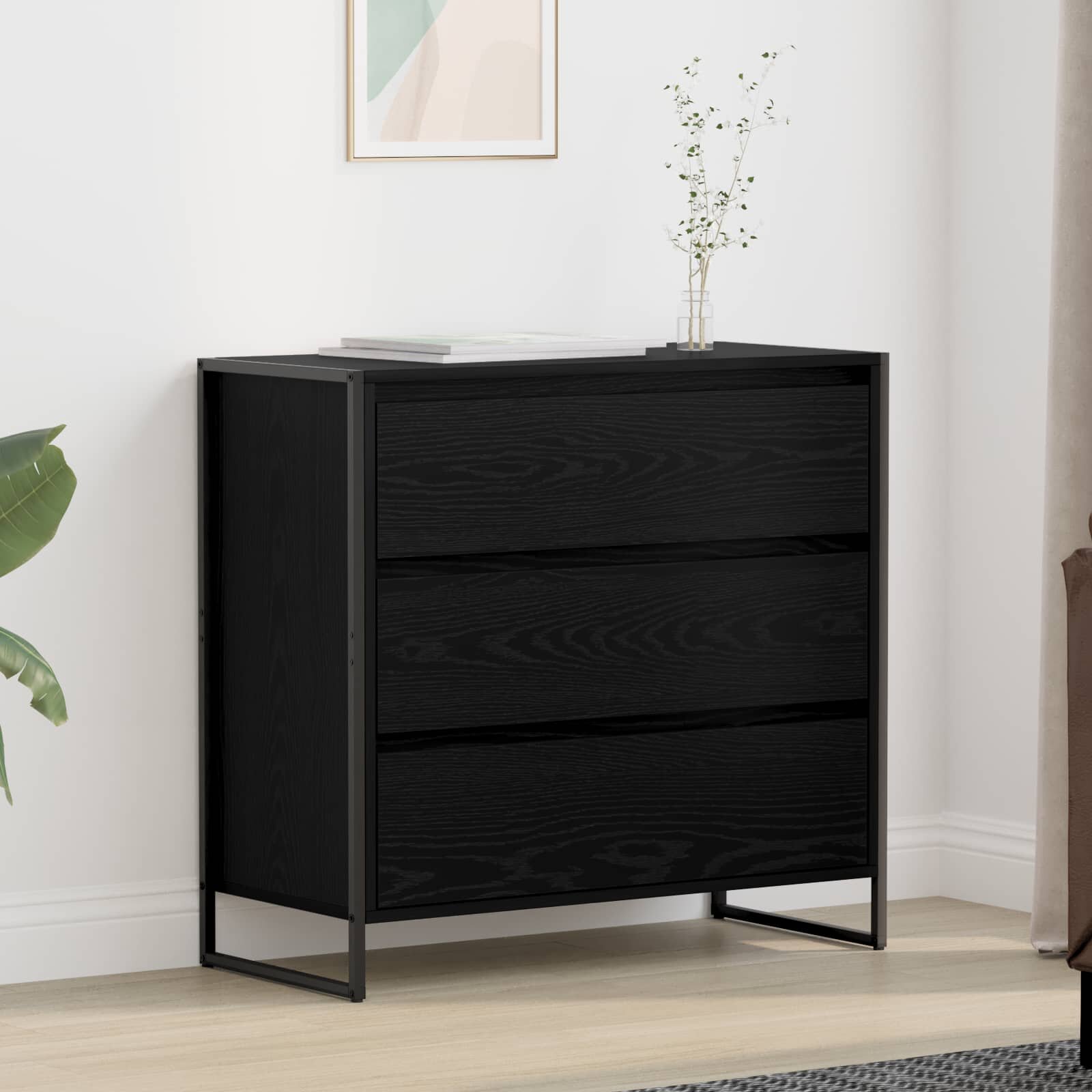 vidaXL Служебен шкаф Черния дъб 79 x 36 x 75.5 см Инженерна дървесина