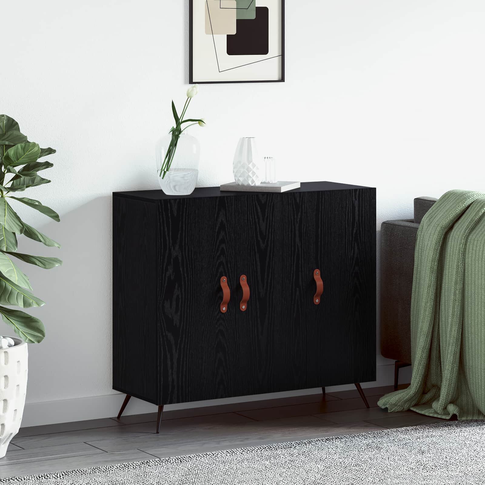 vidaXL Служебен шкаф Черния дъб 895 x 34 x 80 см Инженерна дървесина