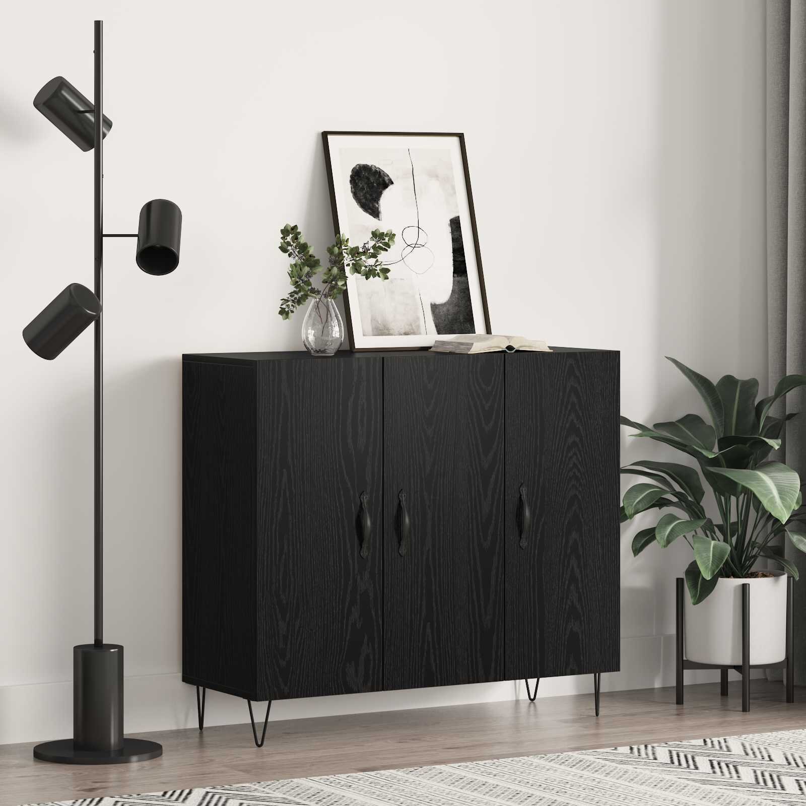 vidaXL Служебен шкаф Черния дъб 90 x 325 x 80 см Инженерна дървесина