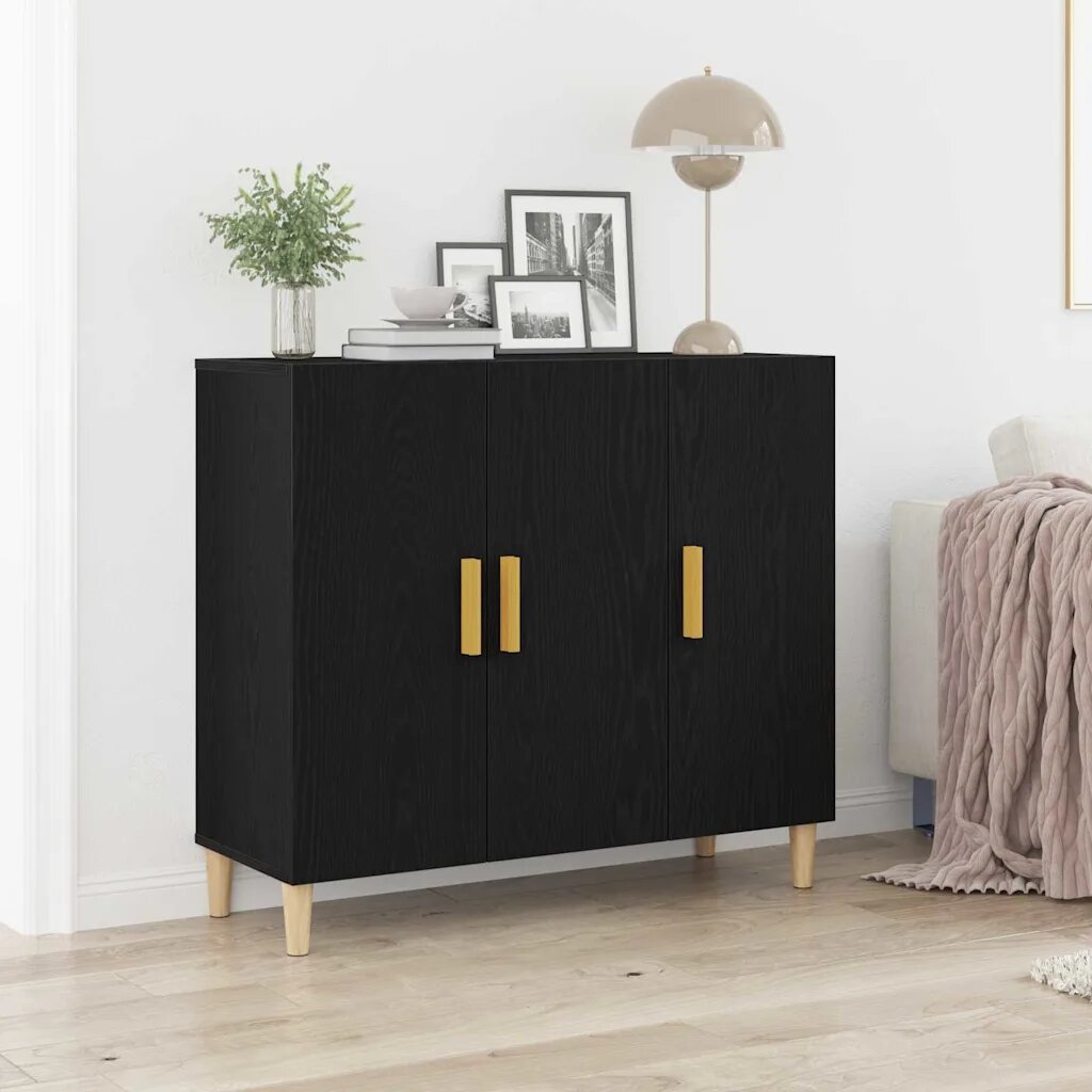 vidaXL Служебен шкаф Черния дъб 90 x 34 x 80 см Инженерна дървесина
