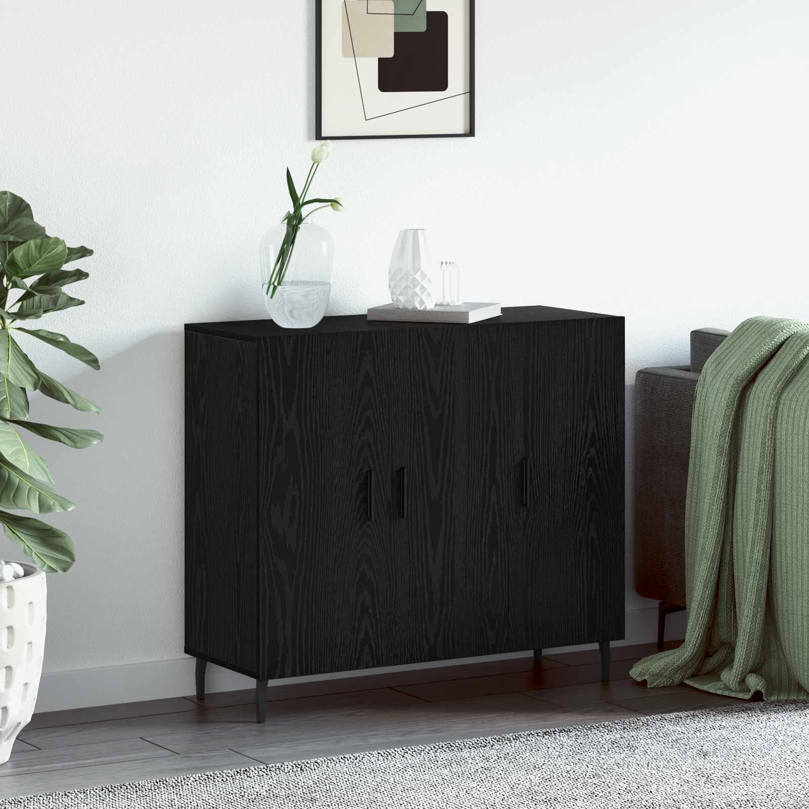 vidaXL Служебен шкаф Черния дъб 90 x 34 x 80 см Инженерна дървесина