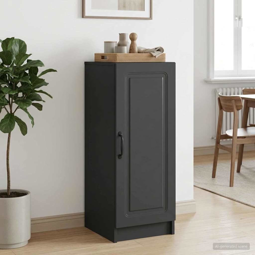 vidaXL Служебен шкаф Черно 33 x 345 x 87 см Инженерна дървесина