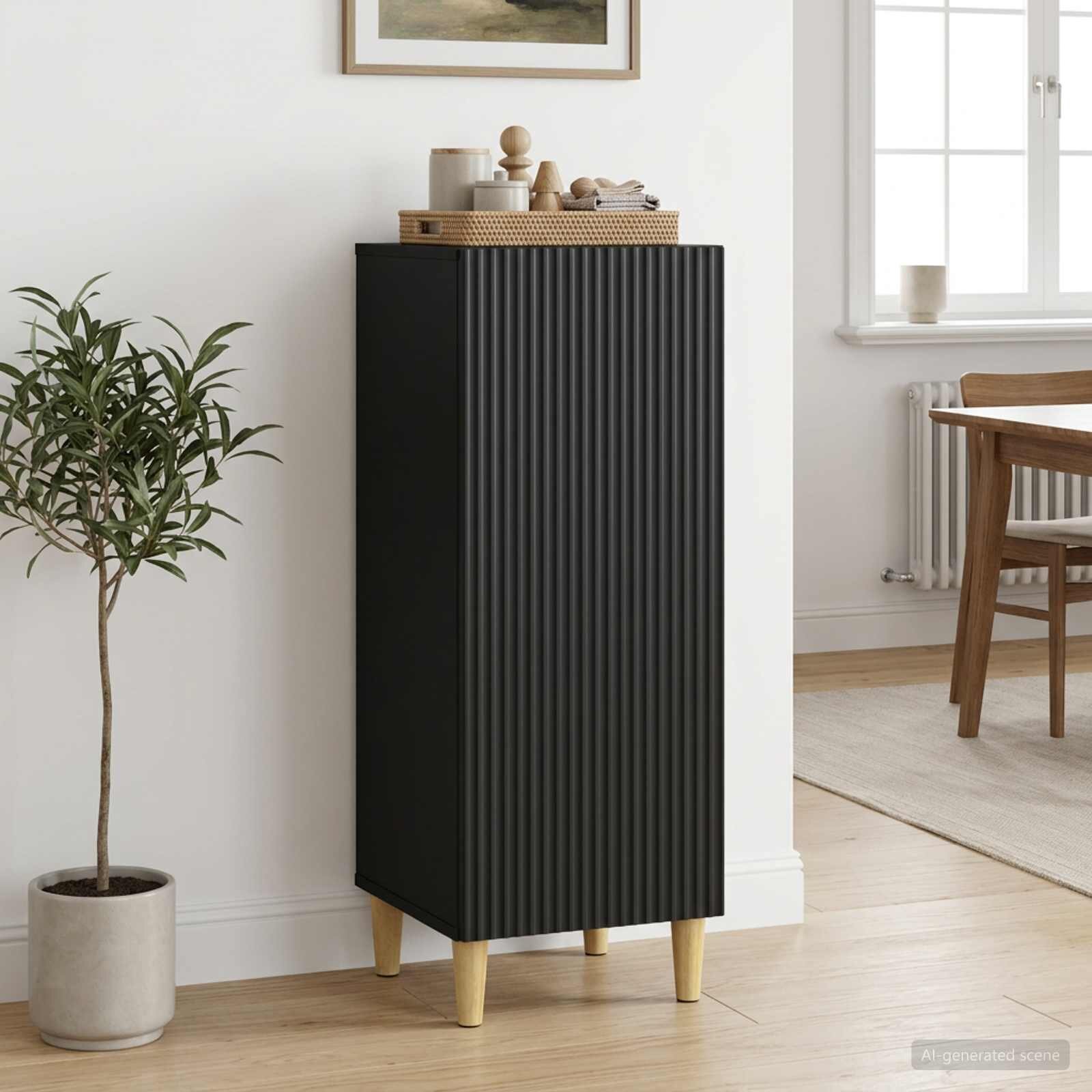 vidaXL Служебен шкаф Черно 33 x 345 x 90 см Инженерна дървесина