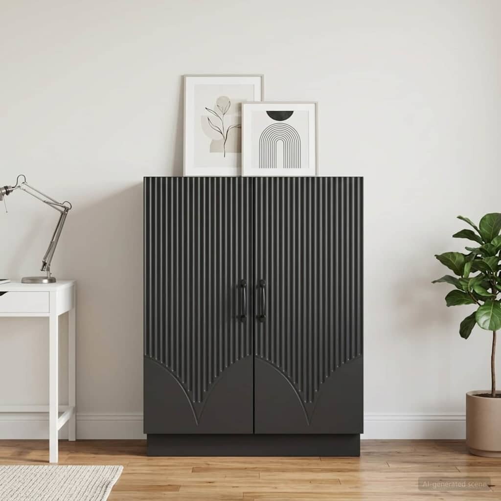 vidaXL Служебен шкаф Черно 66 x 345 x 87 см Инженерна дървесина
