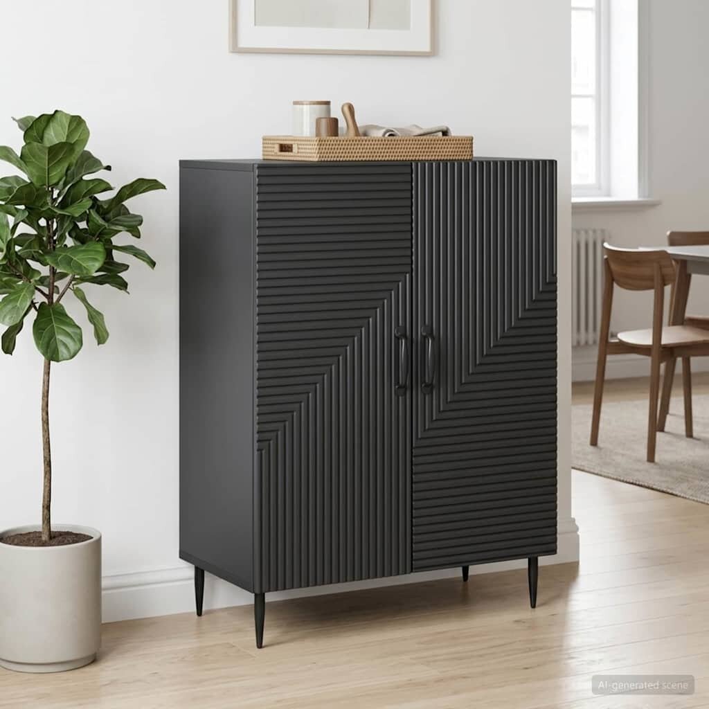 vidaXL Служебен шкаф Черно 66 x 345 x 895 см Инженерна дървесина