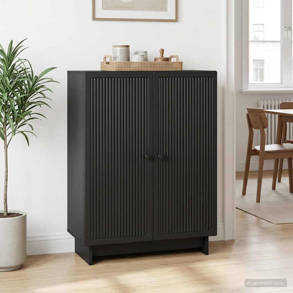 vidaXL Служебен шкаф Черно 66 x 345 x 90 см Инженерна дървесина