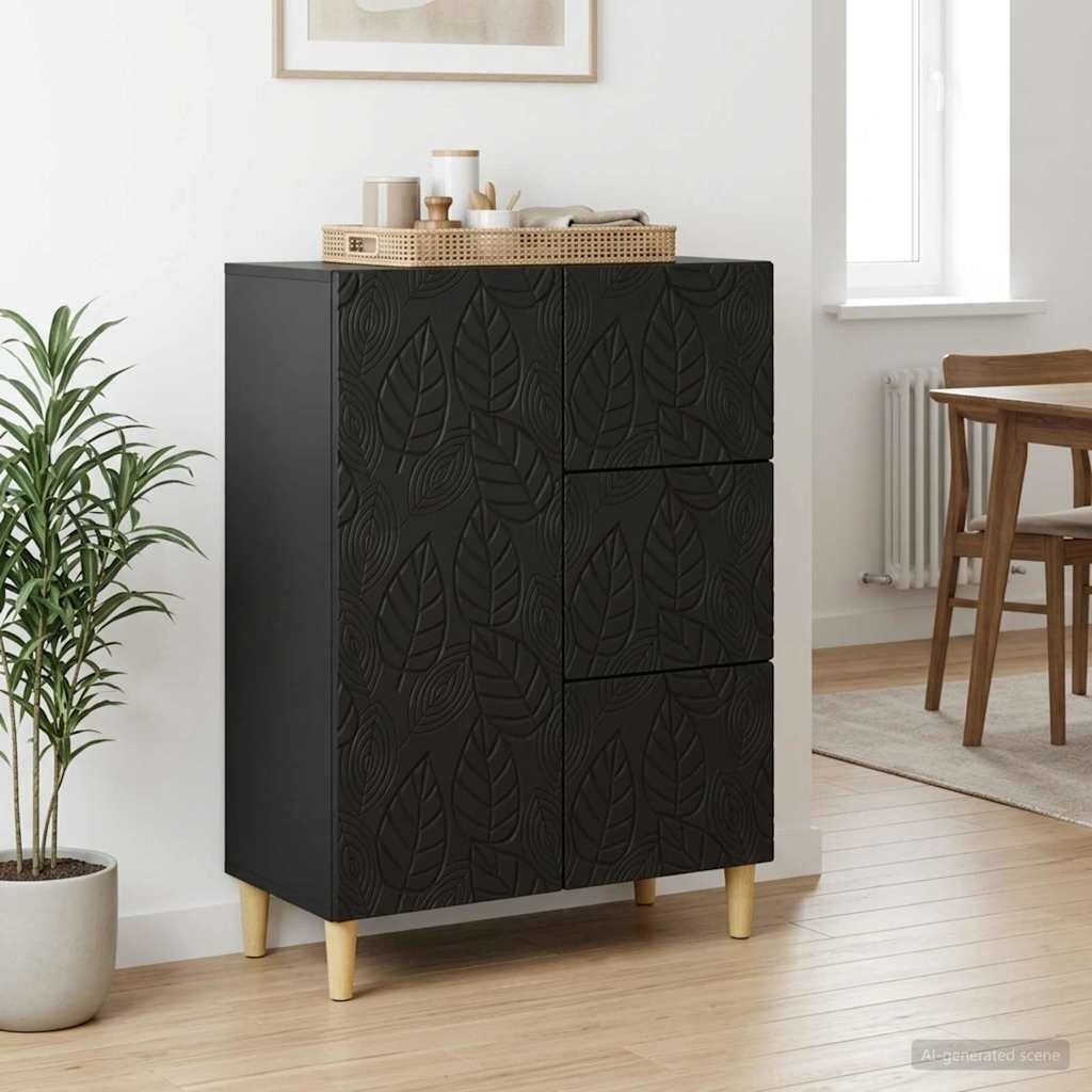 vidaXL Служебен шкаф Черно 66 x 345 x 90 см Инженерна дървесина