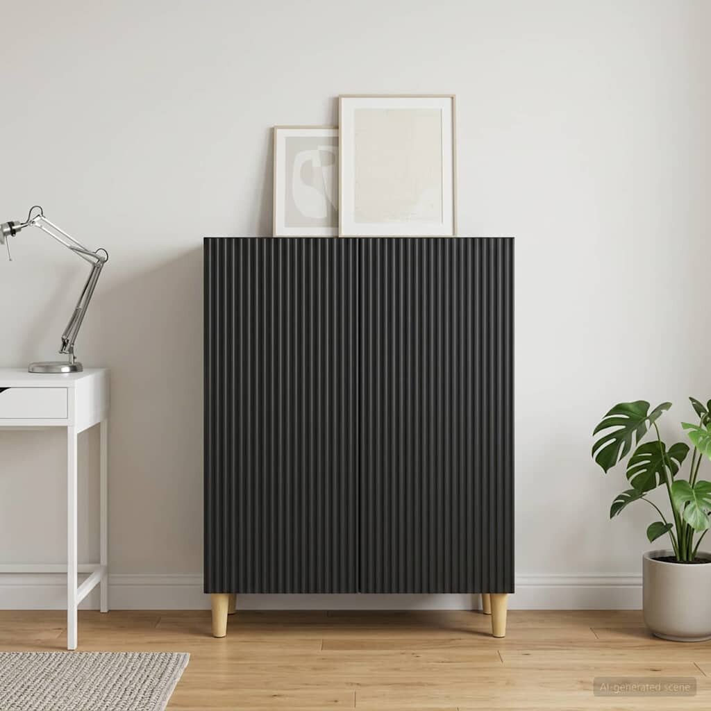 vidaXL Служебен шкаф Черно 66 x 345 x 90 см Инженерна дървесина