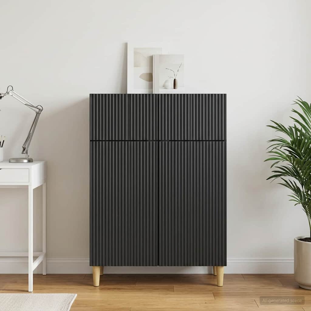 vidaXL Служебен шкаф Черно 66 x 345 x 90 см Инженерна дървесина