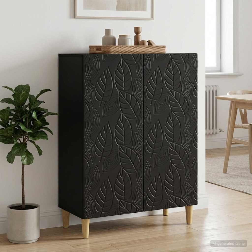 vidaXL Служебен шкаф Черно 66 x 345 x 90 см Инженерна дървесина