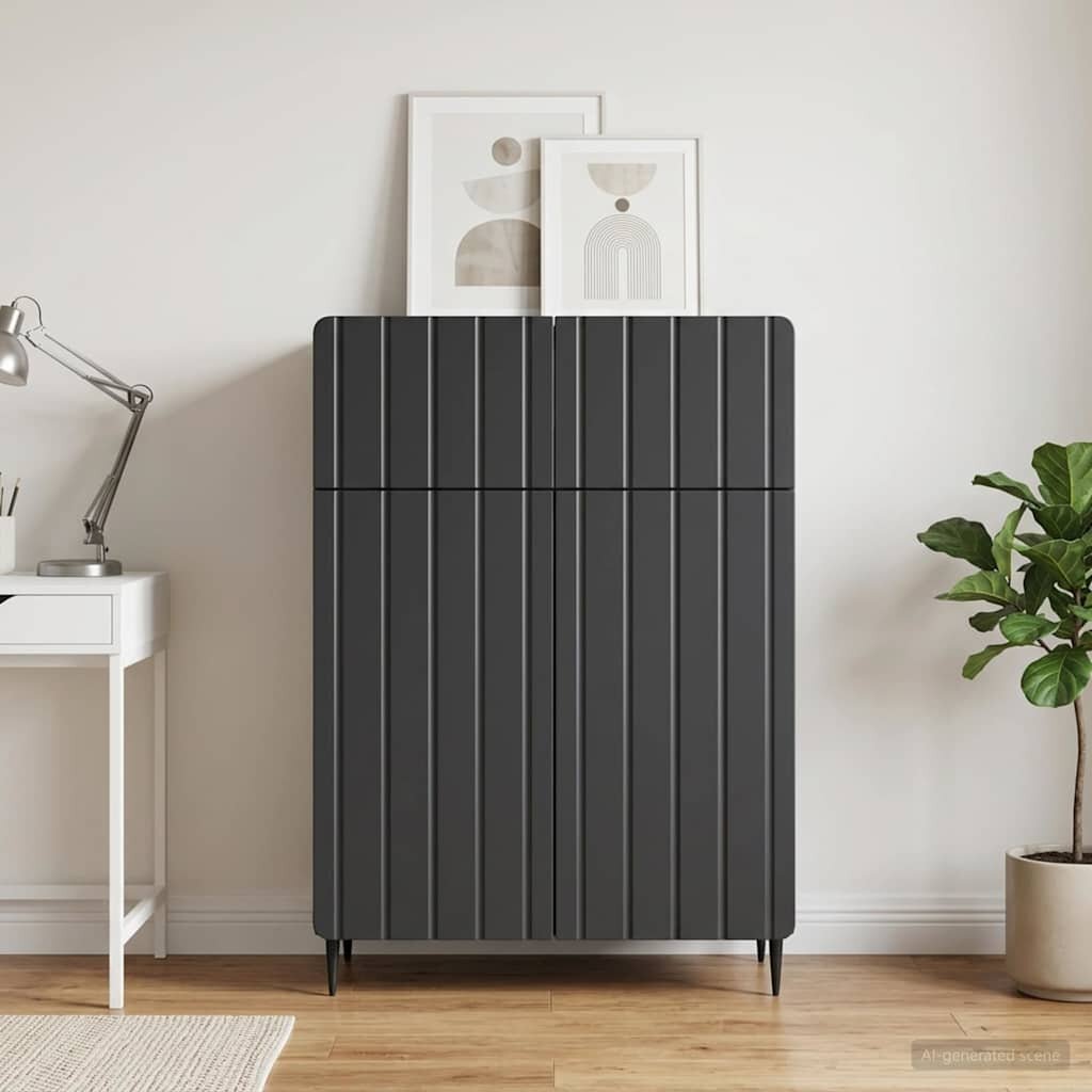 vidaXL Служебен шкаф Черно 66 x 345 x 92 см Инженерна дървесина