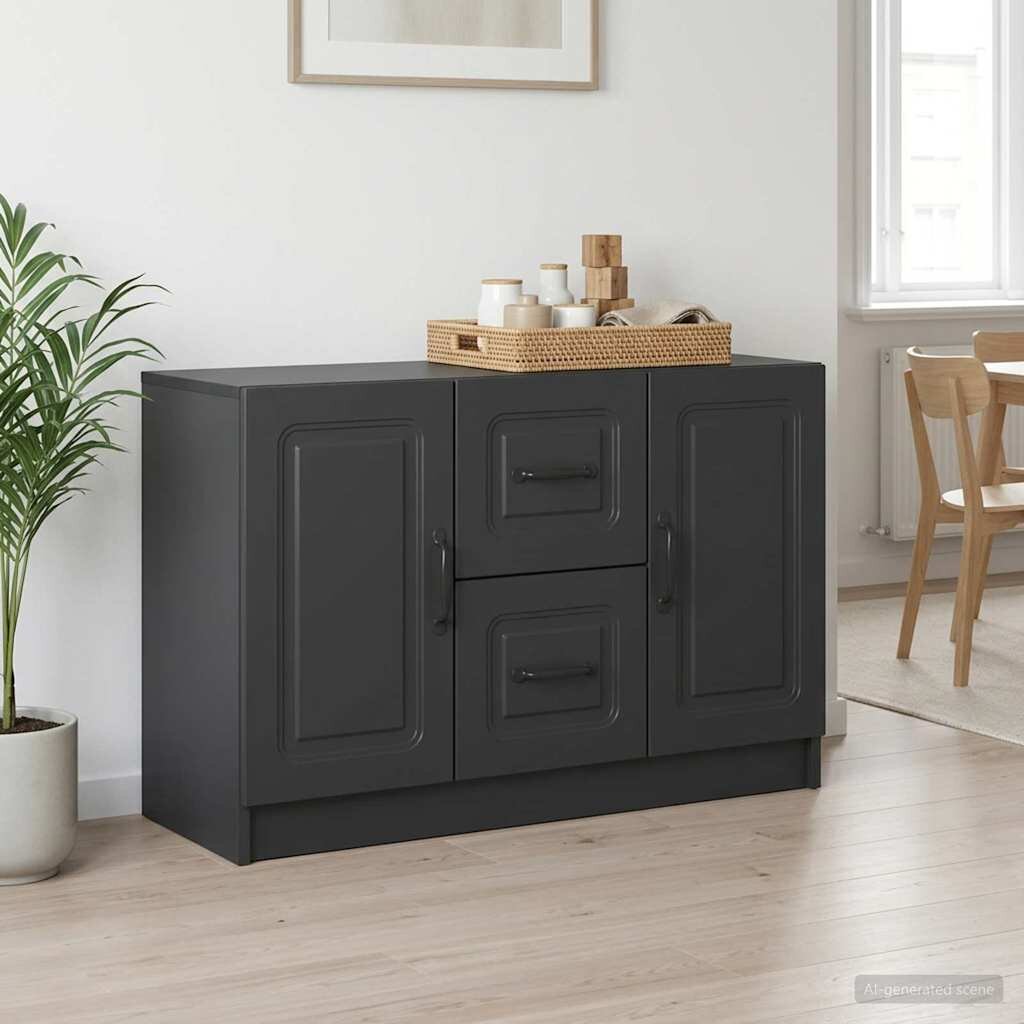 vidaXL Служебен шкаф Черно 89 x 345 x 57 см Инженерна дървесина