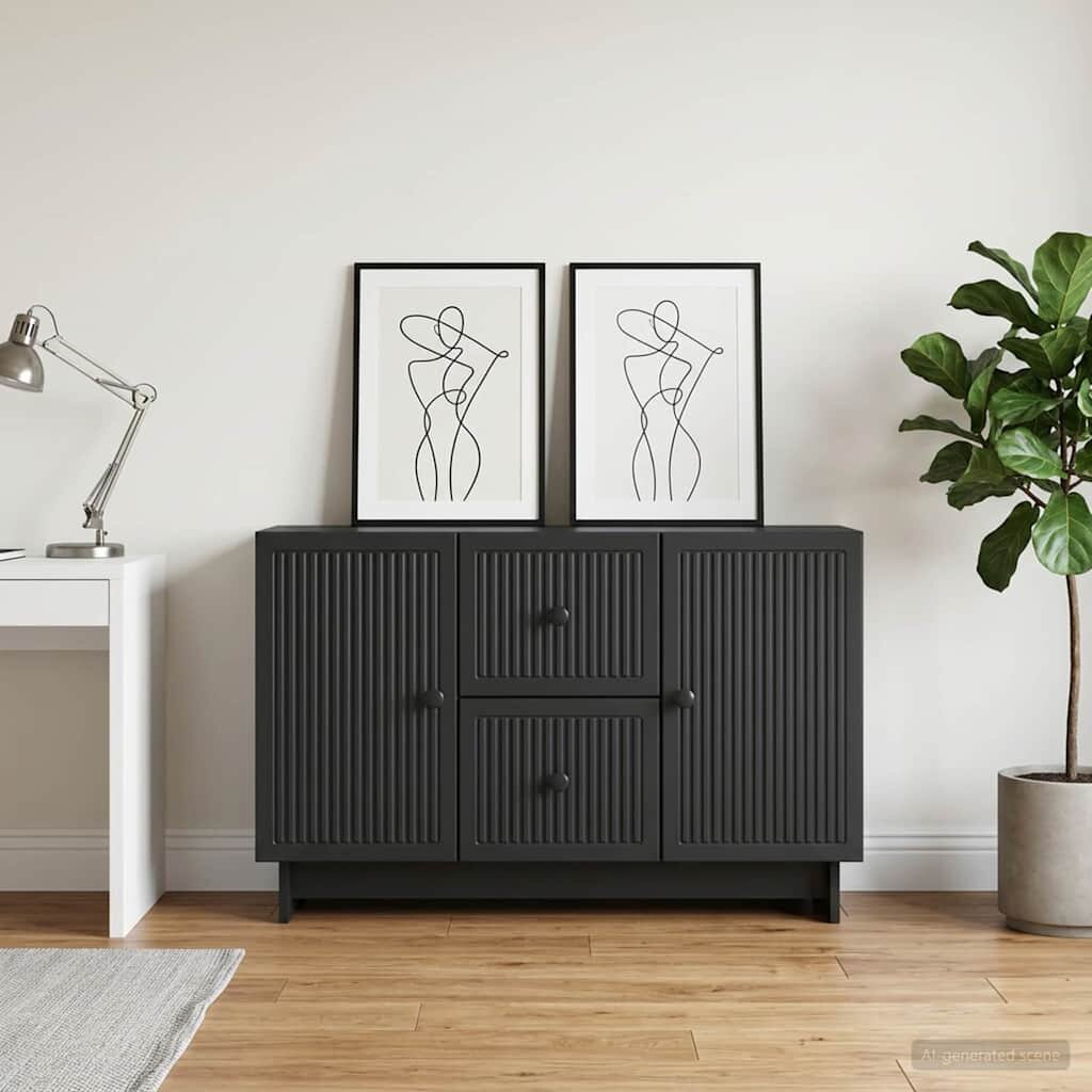 vidaXL Служебен шкаф Черно 89 x 345 x 60 см Инженерна дървесина