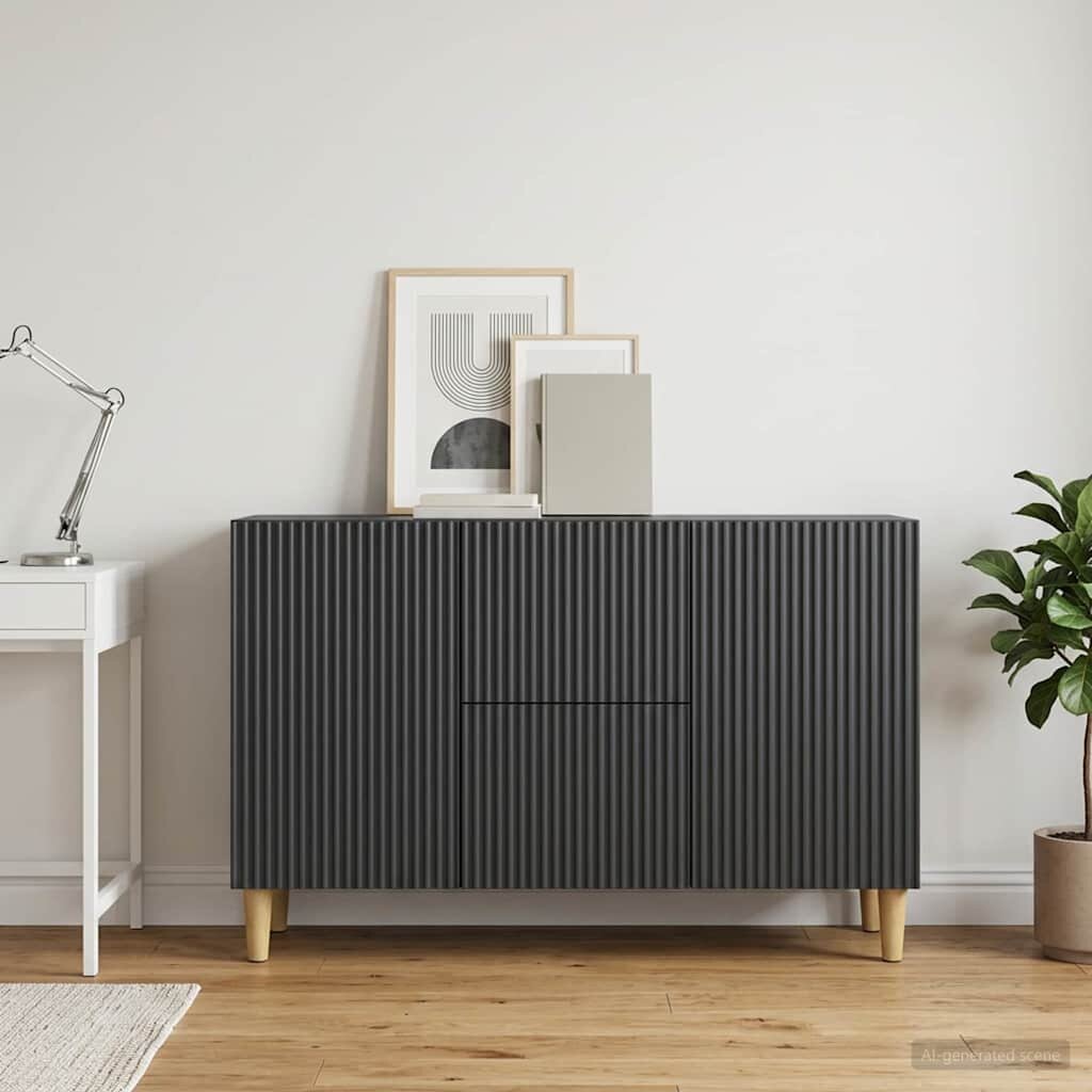 vidaXL Служебен шкаф Черно 89 x 345 x 60 см Инженерна дървесина