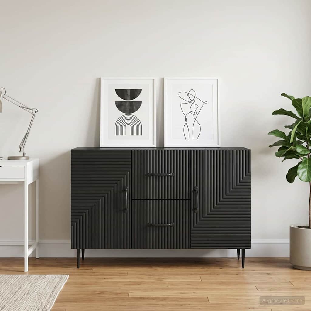 vidaXL Служебен шкаф Черно 89 x 345 x 60 см Инженерна дървесина