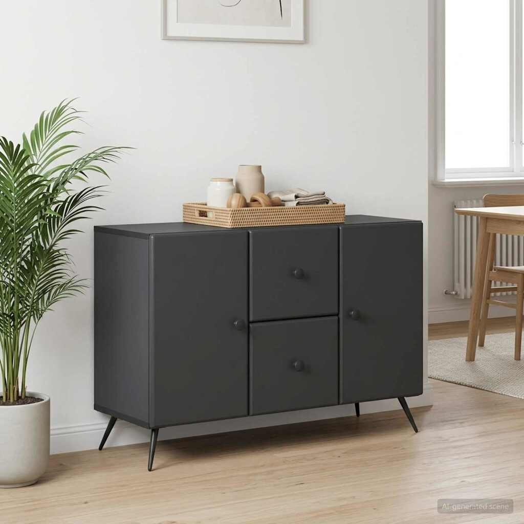 vidaXL Служебен шкаф Черно 89 x 345 x 60 см Инженерна дървесина
