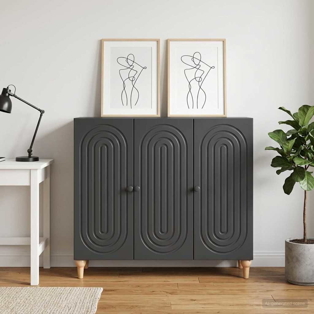 vidaXL Служебен шкаф Черно 89 x 345 x 80 см Инженерна дървесина
