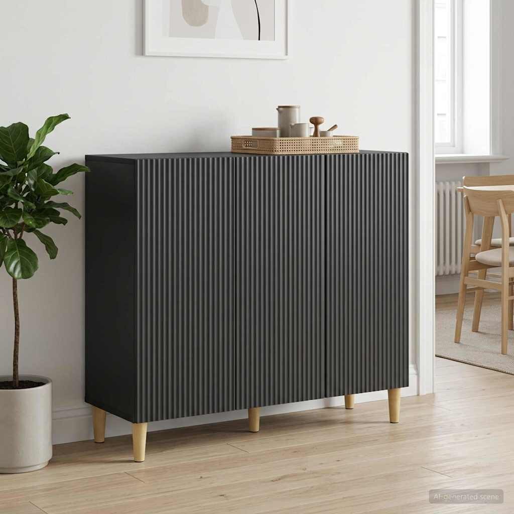vidaXL Служебен шкаф Черно 89 x 345 x 80 см Инженерна дървесина
