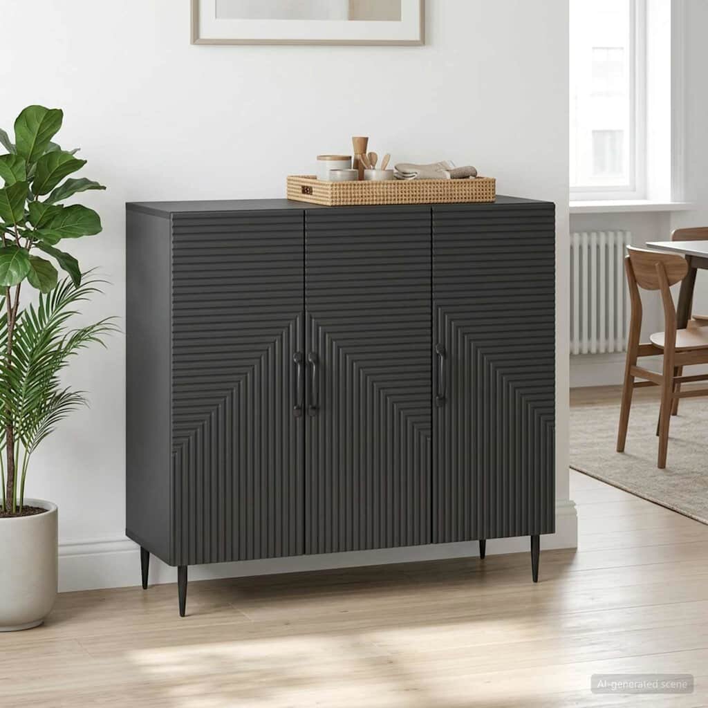 vidaXL Служебен шкаф Черно 89 x 345 x 80 см Инженерна дървесина