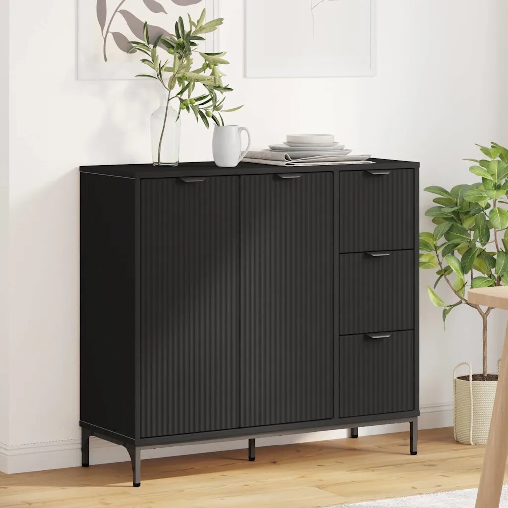 vidaXL Служебен шкаф Черно 895 x 33 x 82 см Инженерна дървесина