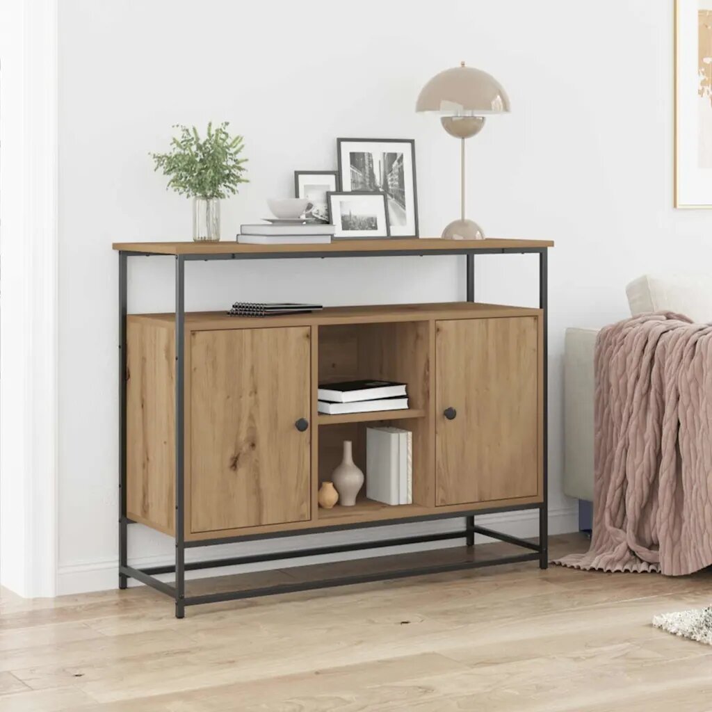 vidaXL Служебен шкаф Дъб 100 x 35 x 80 см Инженерна дървесина