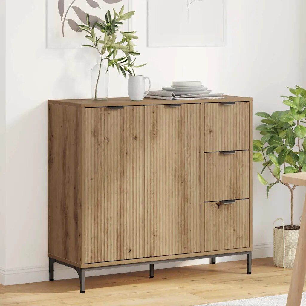 vidaXL Служебен шкаф Дъб 895 x 33 x 82 см Инженерна дървесина