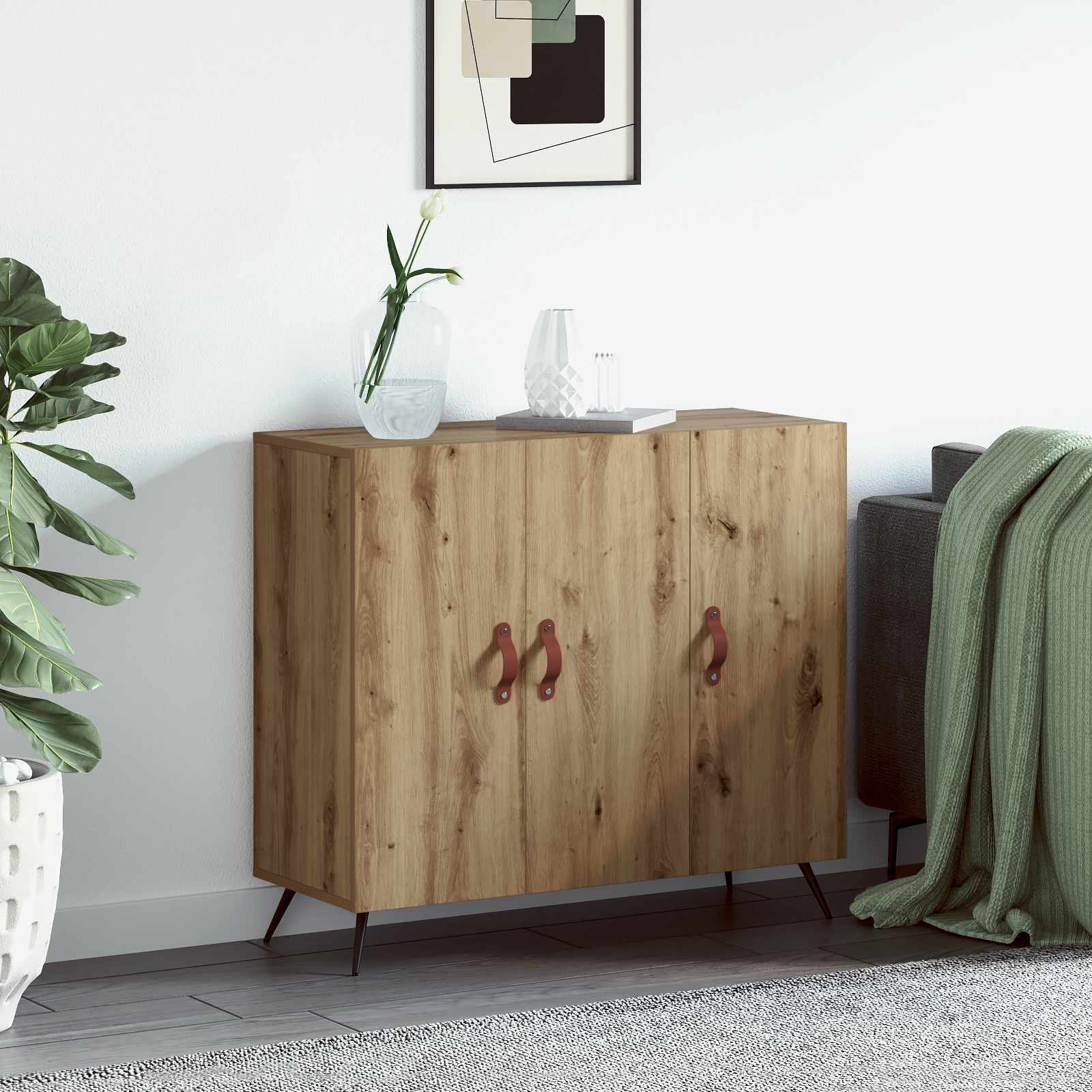 vidaXL Служебен шкаф Дъб 895 x 34 x 80 см Инженерна дървесина