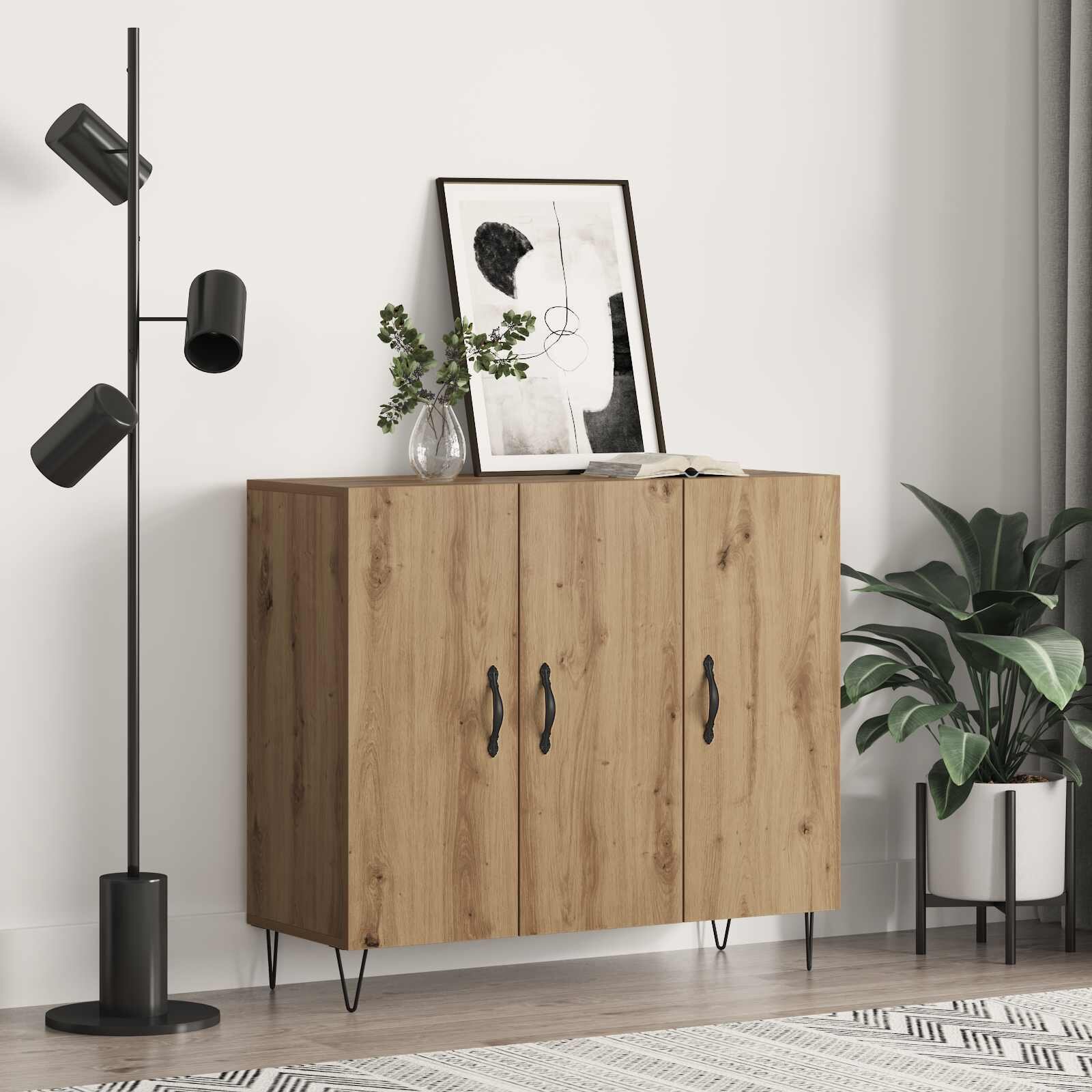 vidaXL Служебен шкаф Дъб 90 x 325 x 80 см Инженерна дървесина
